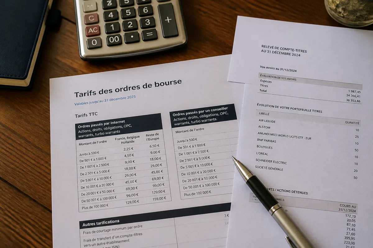 Comparer les frais d’un courtier à partir d’une grille tarifaire et d’un relevé de compte